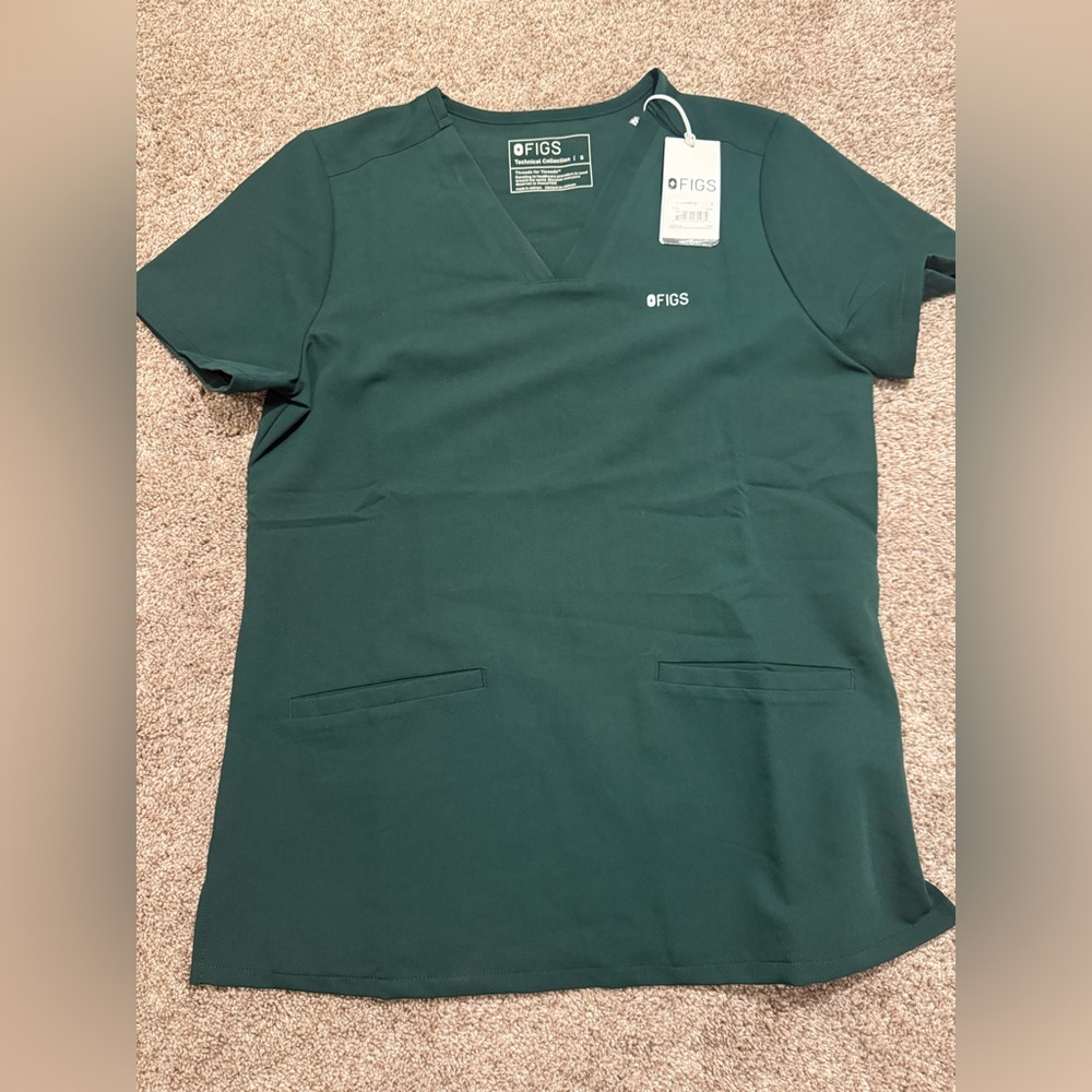 FIGS Forest Green V-Neck New collection Scrub Top size S NWT - Picture 2 of 8